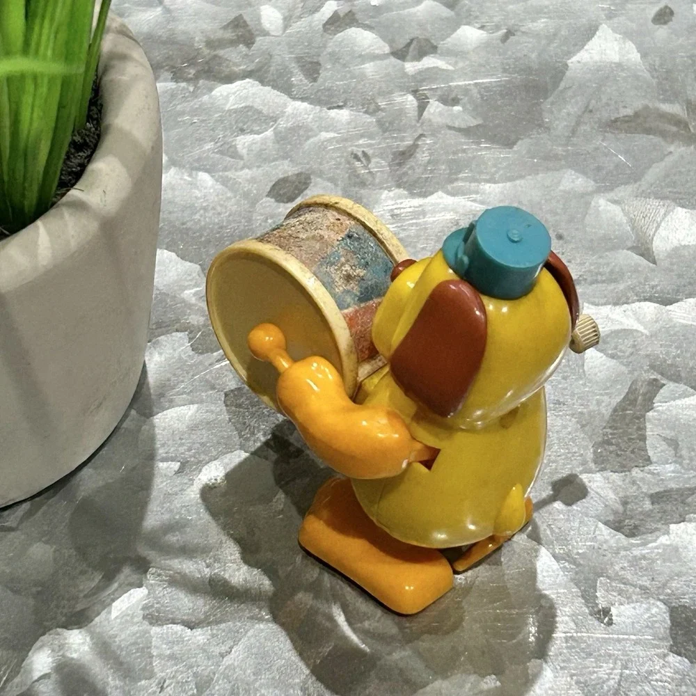 Vintage Tomy Marching Band Drummer‎ Dog (X2) Wind Up Toys *NOT WORKING, As-Is*